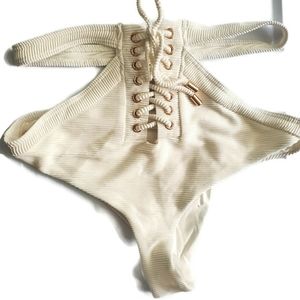 Kopper & Zink S  Cream Bardot Swim Bikini Bottom